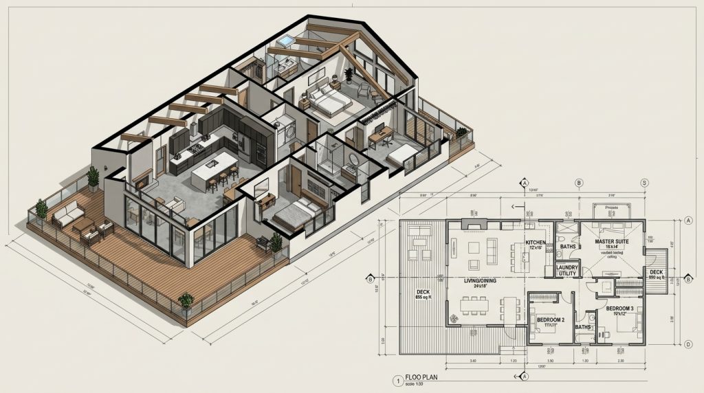 1,200 Sq Ft Multigenerational ADU Floor Plan