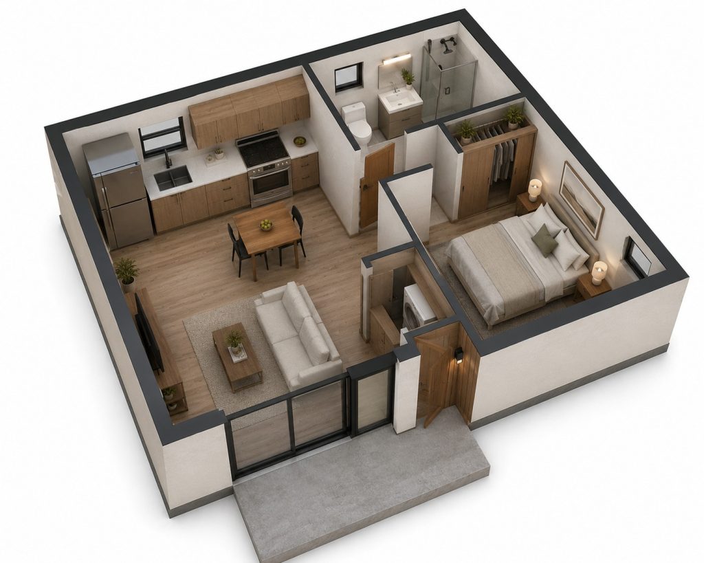400 Sq Ft Studio ADU Floor Plan